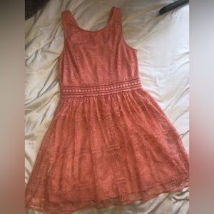 Pink alter dress with transparent lace midsection